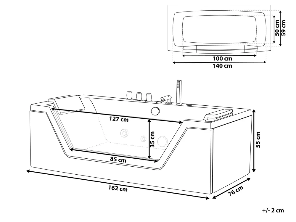 Corner Hot Tub with LED SAMANA 1620 x 760 mm White_802901