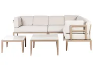 Garden Corner Sofa with Table 6 Seater RIMA III Modular Metal Light Beige Left Hand_908289