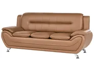 Sofa 3 Seater LEIRA Faux Leather Golden Brown_1058346