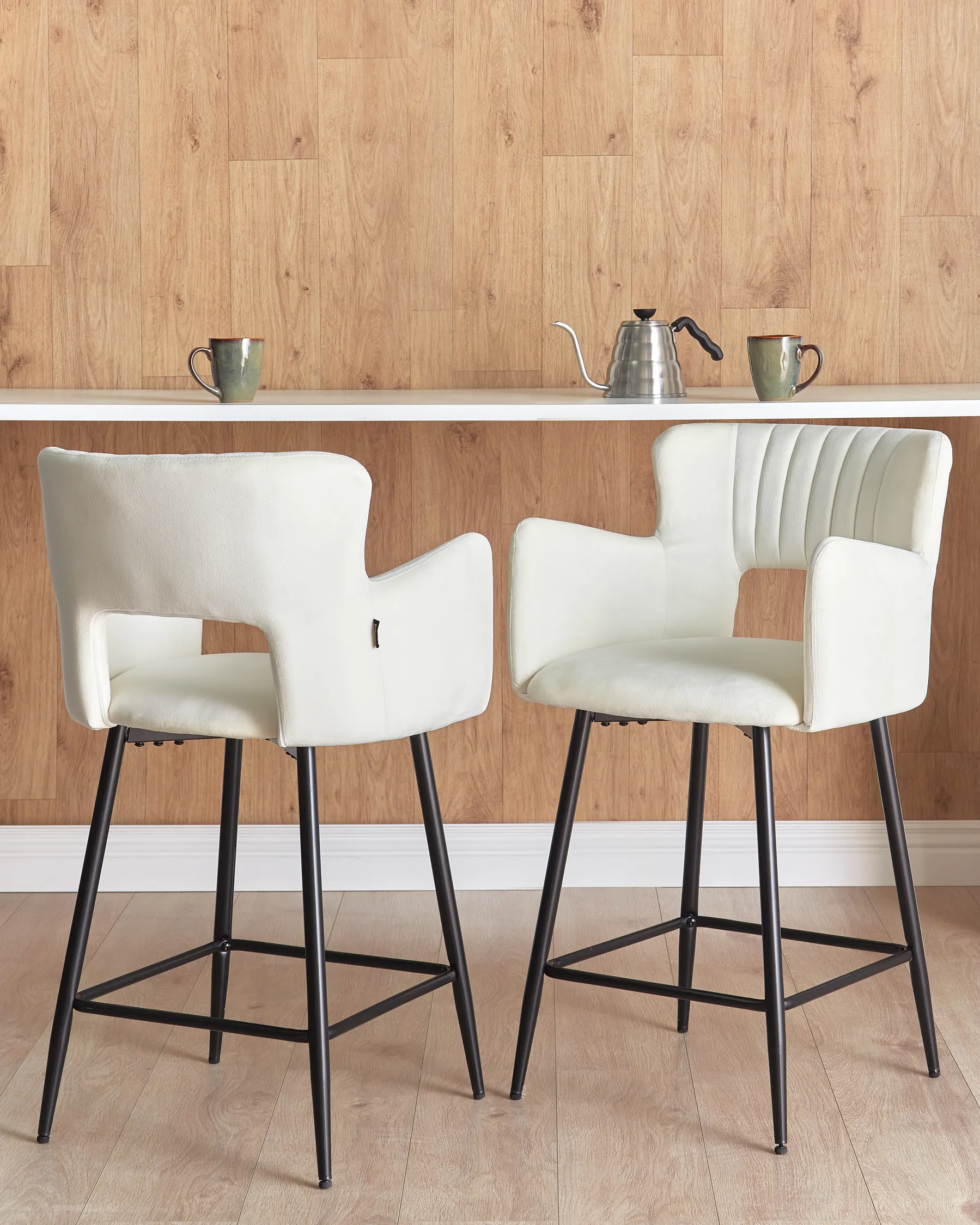 Set med 2 barstolar SANILAC Sammet Vit_912654