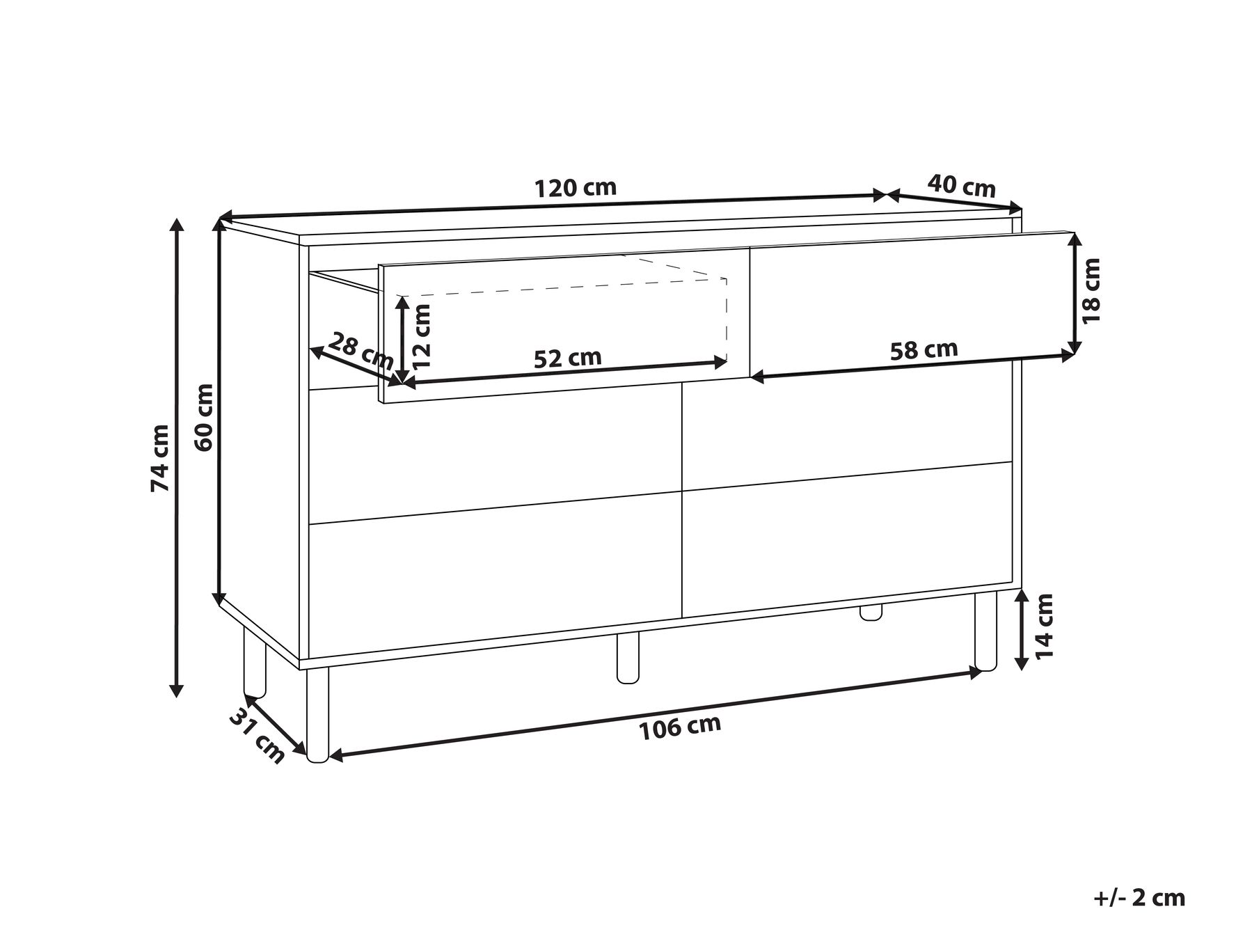 6 Drawer Chest SHARPE Light Brown_916293