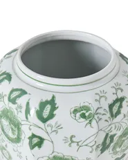 Lidded Vase FERROL 29 cm Porcelain White/ Green_1052926
