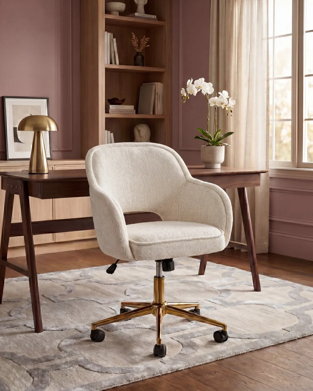 Desk Chair EMBER Chenille Off-White