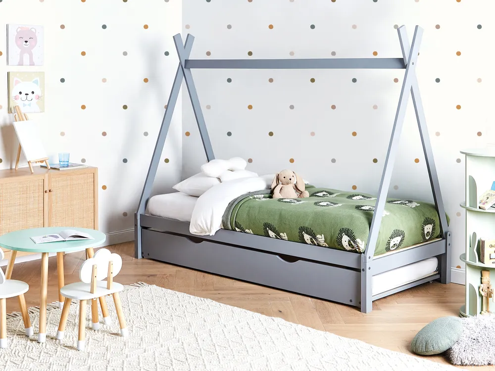 Kids Trundle Bed Pine Wood TALMONTIERS 90 x 200 cm (EU Single) Grey