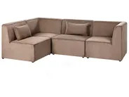 Modular Corner Sofa 4 Seater LEMVIG Corduroy Dark Beige Right Hand_1053378