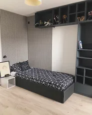 Ottoman Bed without Headboard DINAN Fabric Dark Grey 90 x 200 cm (EU Single)_933042