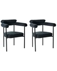 Set of 2 Dining Chairs LYNEY Fabric Black_992789
