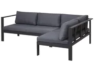Garden Corner Sofa with Table 5 Seater MESSINA Metal Black Left Hand_769437