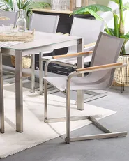 Set of 2 Garden Chairs COSOLETO Stainless Steel Beige_777578