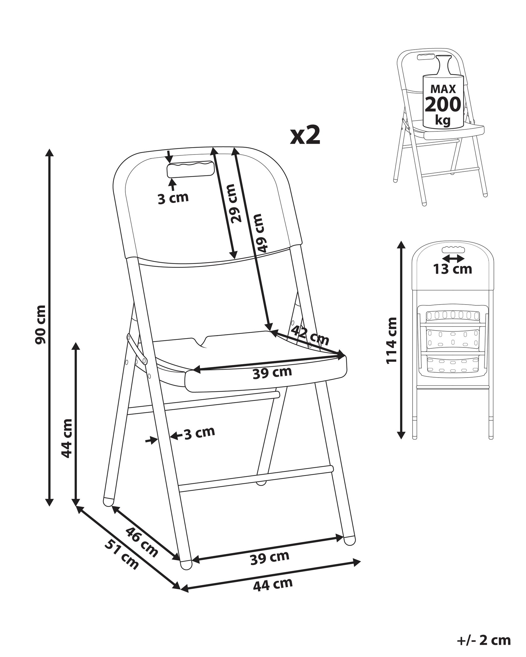 Set of 2 Garden Chairs CUGNOLI Folding White_993282