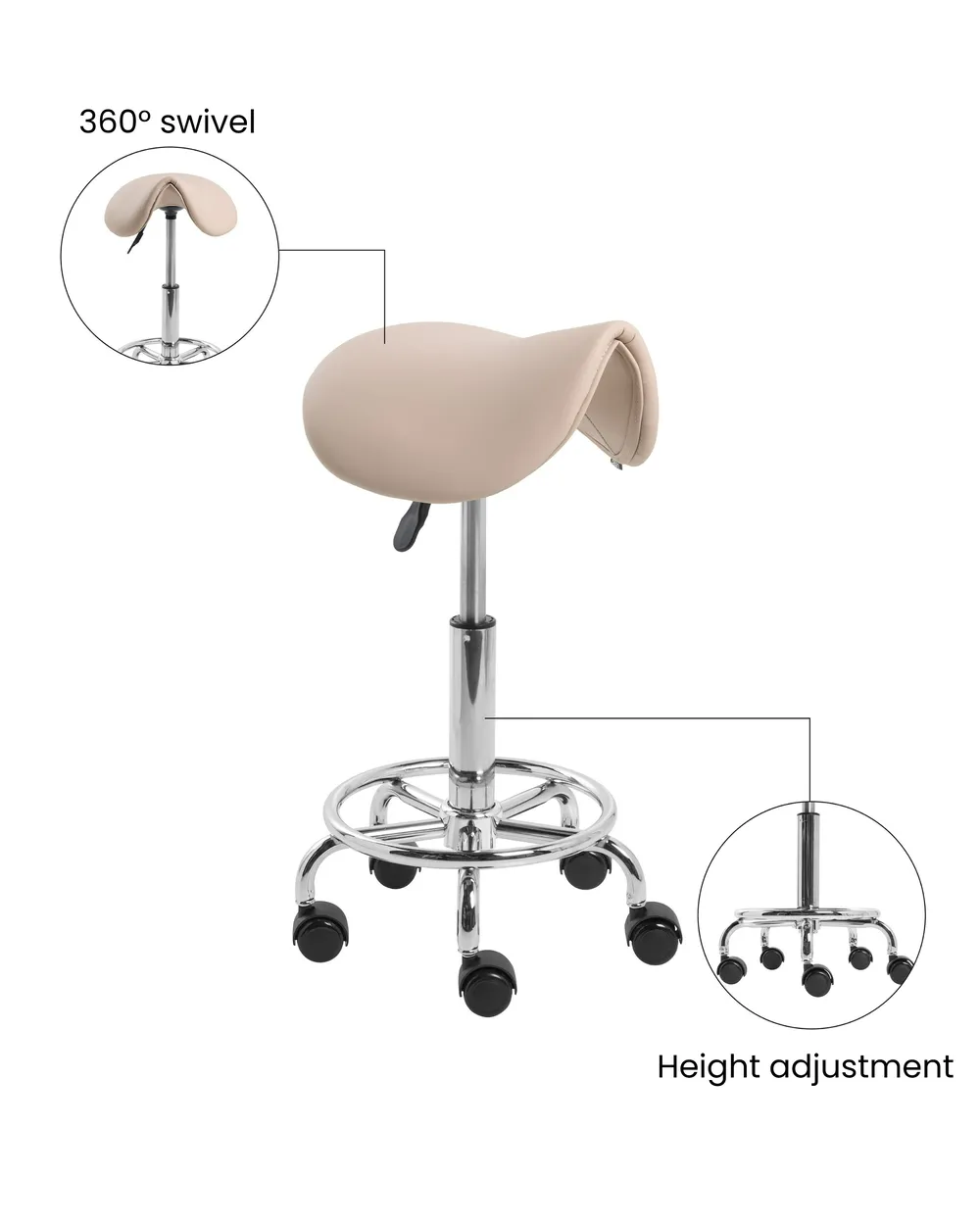 Saddle Stool DUMONT Faux Leather Beige_1072614