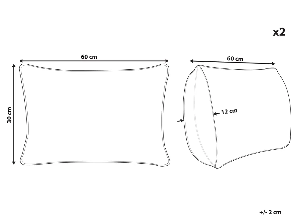 Set med 2 prydnadskuddar DOURIS 30 x 60 cm Ljusbeige Rutigt tryck_902367