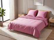 Påslakanset HARMONRIDGE 220 x 240 cm Bomullssatin Rosa_815053
