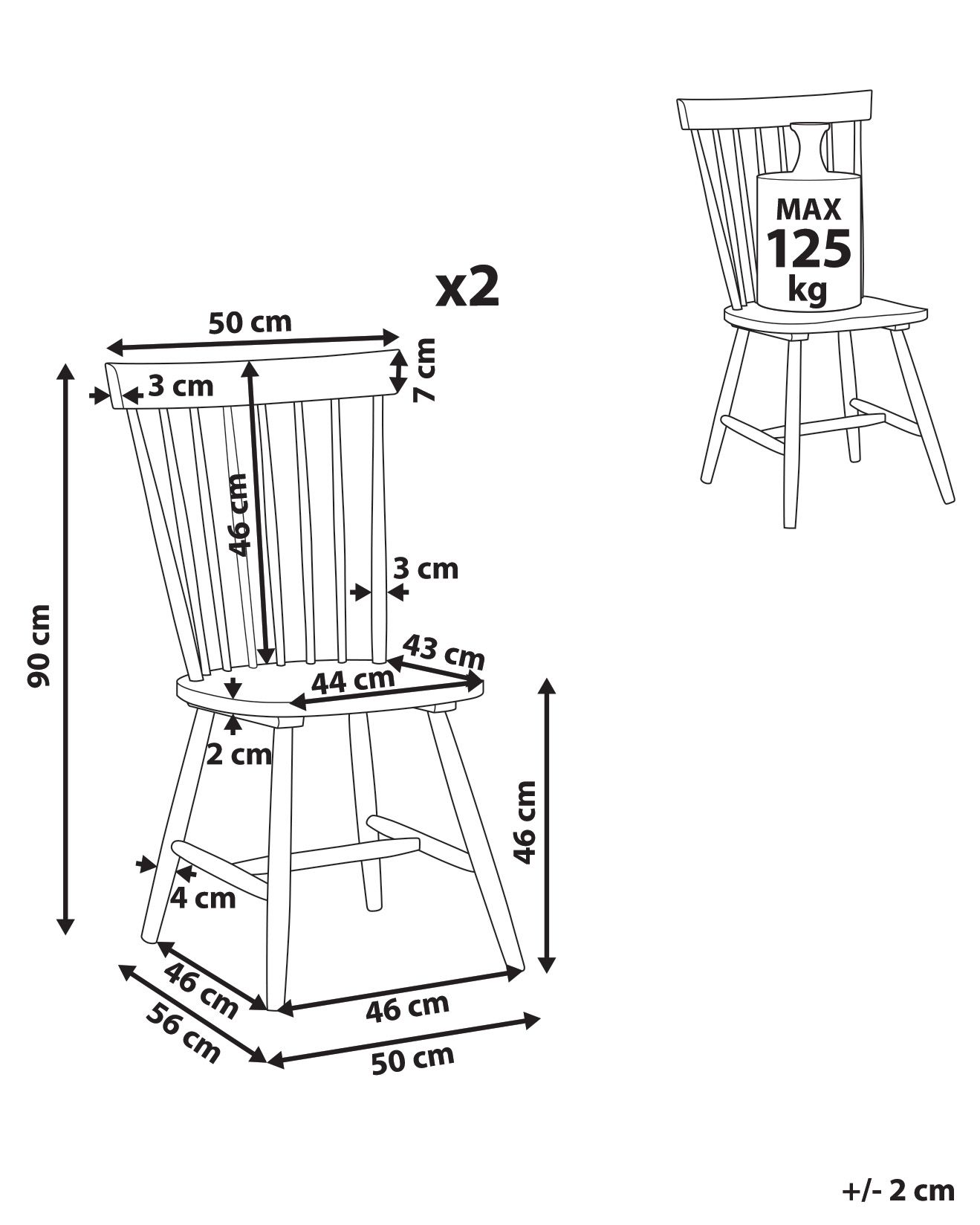 Set of 2 Dining Chairs BURGES Wood White_793859