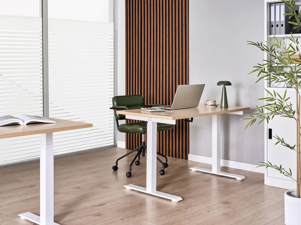 Työpöytä säädettävä DESTINES 120 cm 72 cm Vaaleanruskea/valkoinen_1000507