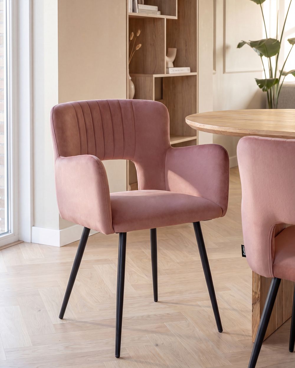 Set of 2 Dining Chairs SANILAC Velvet Pastel Pink