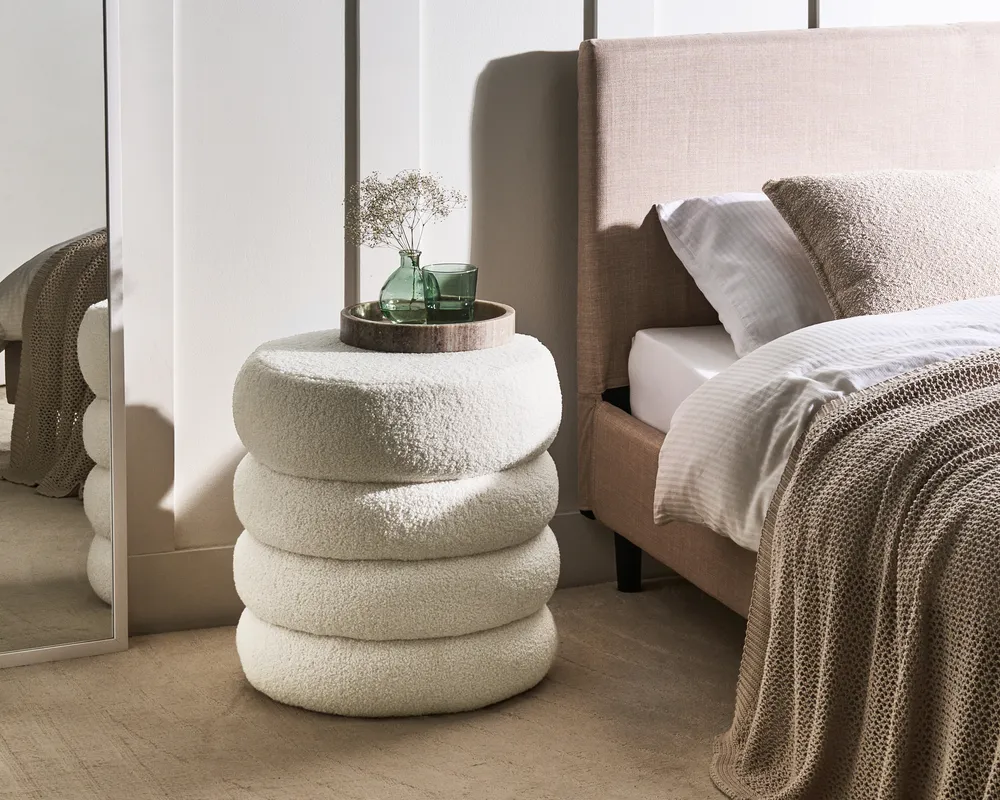 Pouffe SUMPTER Boucle Off-White