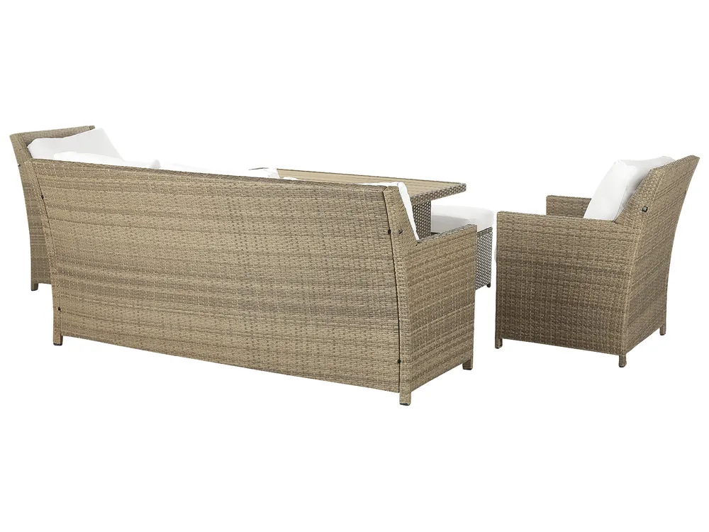 Garden Lounge Set with Table and Ottoman 5 Seater FONTI with Cushions PE Rattan Brown_820234