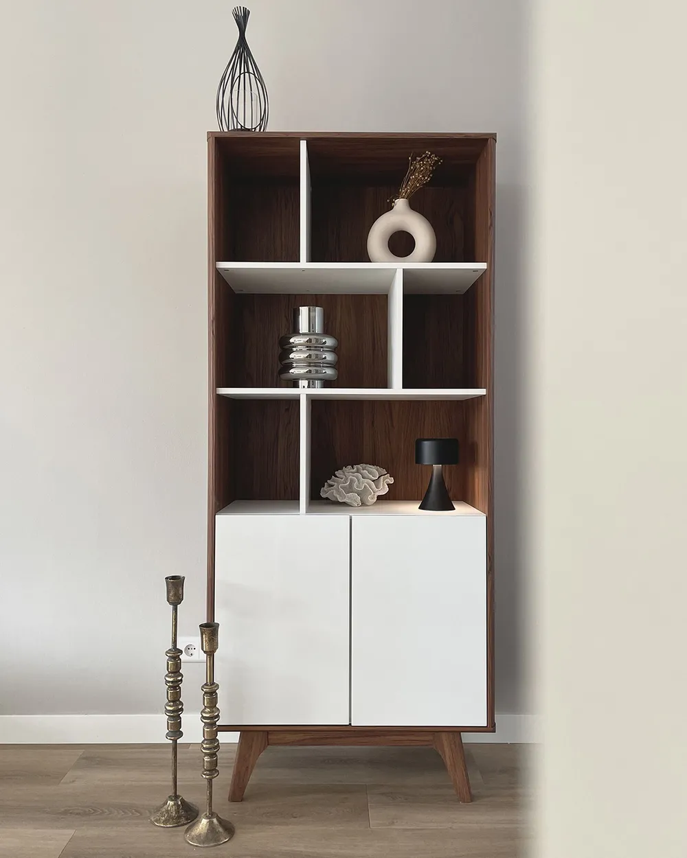 Shelving Unit COLUMBUS 182 cm Brown/ White_818935