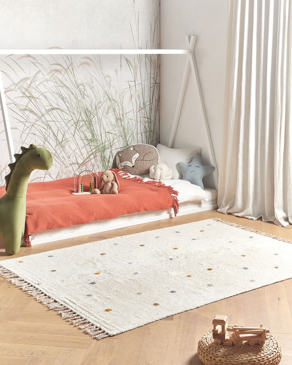 Rug ASTAF Off-White 140 x 200 cm Cotton