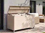 Oppbevaringsboks KYMI 136 cm 55 cm Metall med hjul Beige_1172867