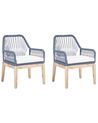 Set of 2 Garden Chairs with Cushions OLBIA Navy Blue