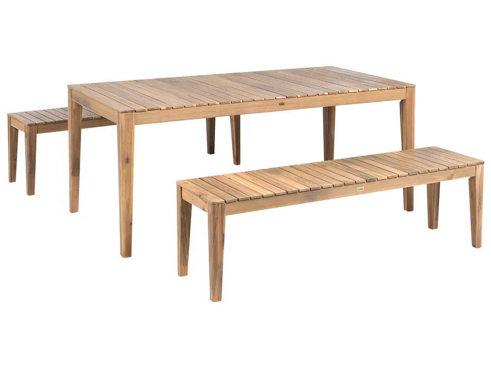 Garden Dining Set with Benches 6 Seater CHIOGGIA Certified Acacia Wood Light Brown