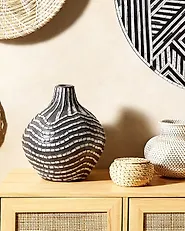 Decorative Vase KUALU 35 cm Ceramic Black_1179846