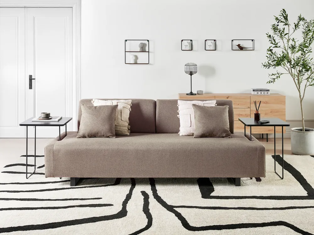 Sofa 3 Seater SOKNA with Tables Fabric Taupe_952885
