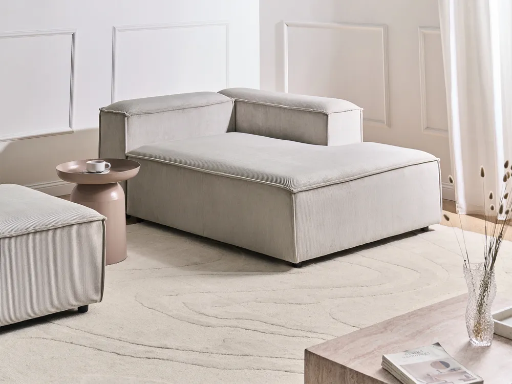 Left-Hand Chaise Longue ARDAL Corduroy Taupe