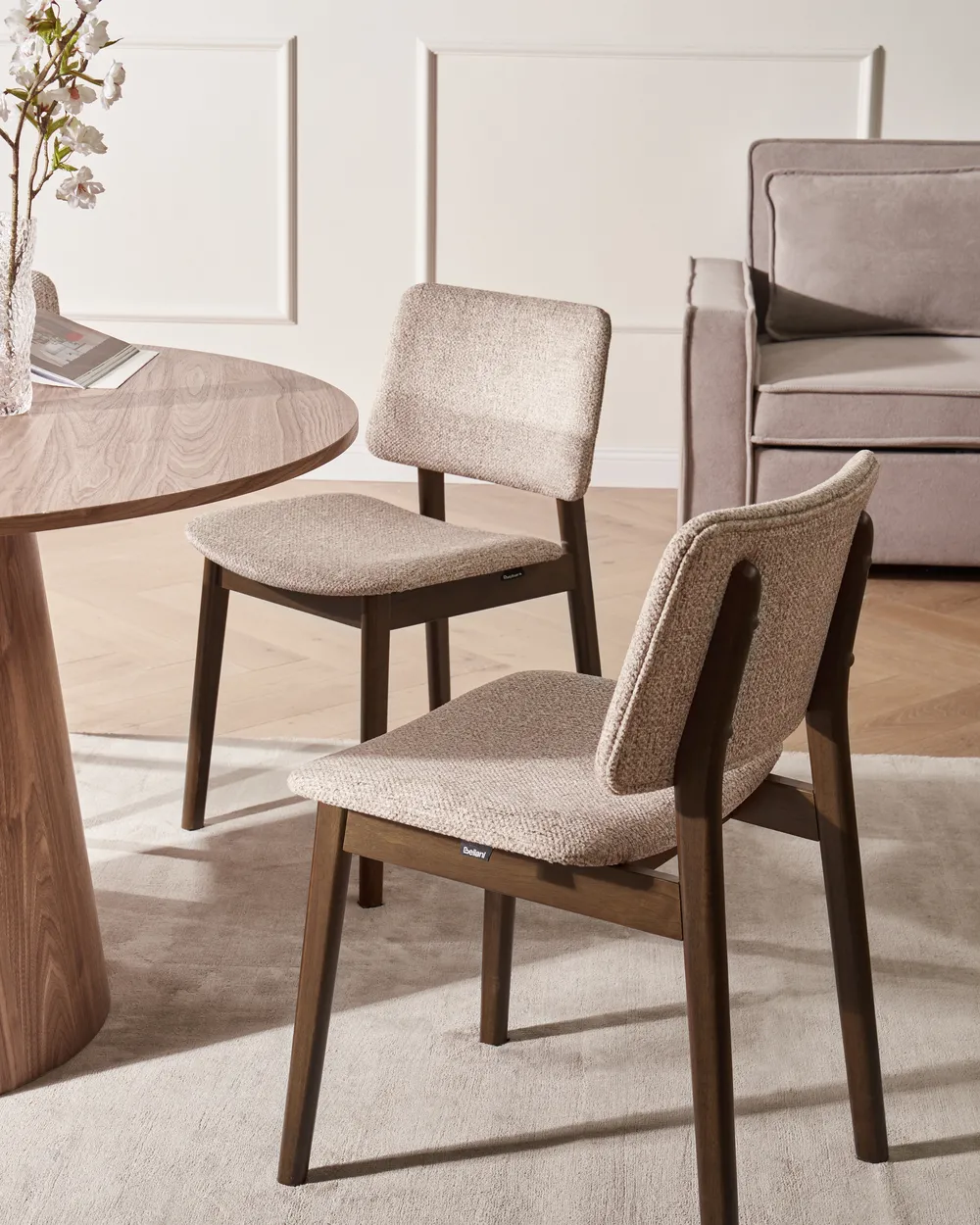 Set of 2 Dining Chairs BLANE Boucle Dark Brown/ Taupe