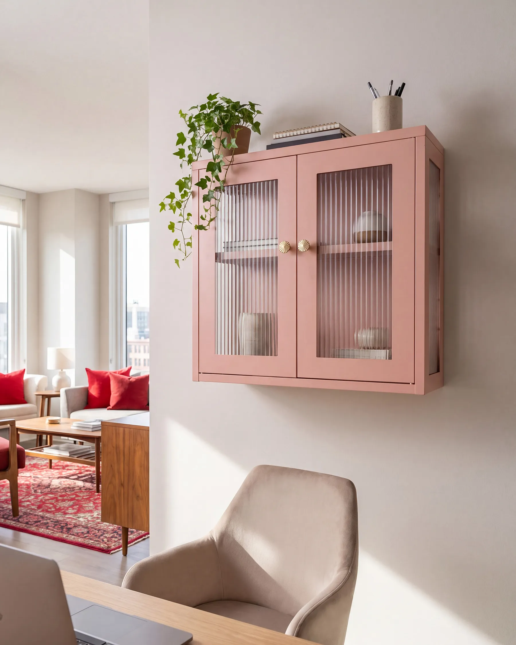 Seinäkaappi HARLYN 60 cm Metalli Persikka_1160895