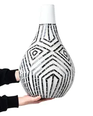 Decorative Vase OMBILIN 50 cm Ceramic White_849533
