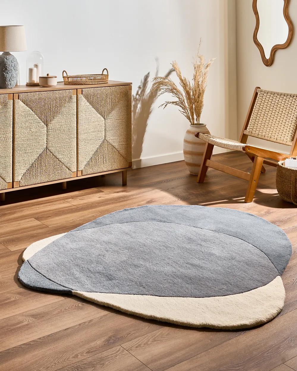 Rug MYSURU Grey 160 x 160 cm Wool