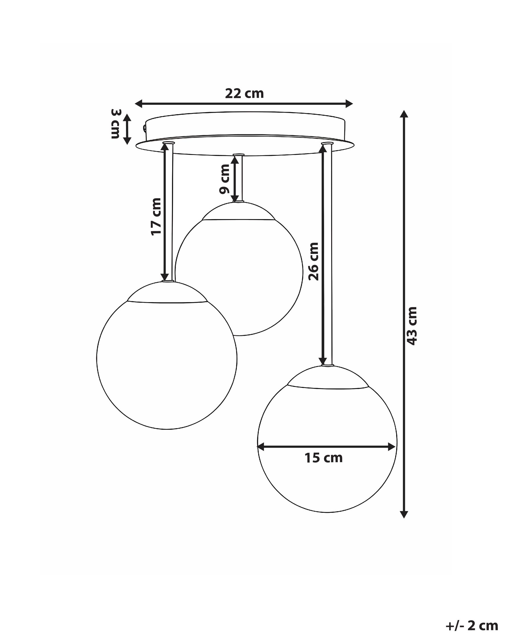 Pendellampa med 3 lampor RIANA Glas Svart_1029093