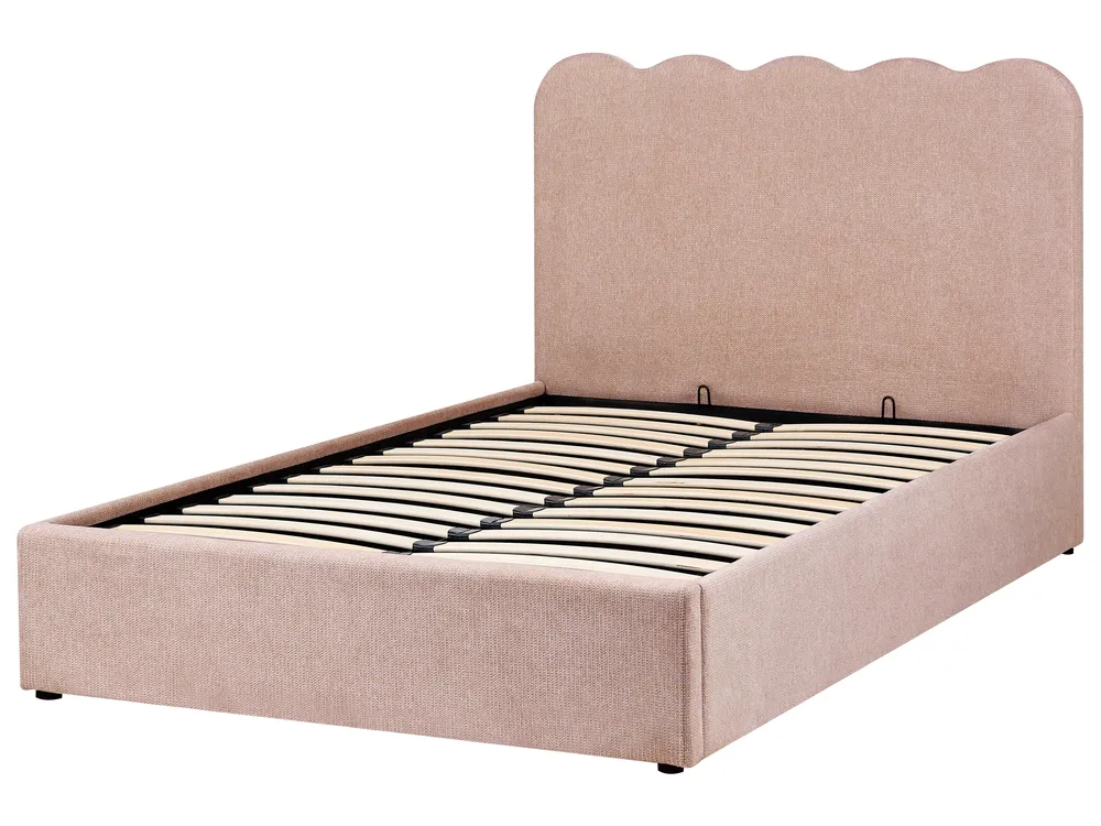 Ottoman Bed NANTERRE Fabric Pastel Pink 120 x 200 cm (EU Small Double)_1084562