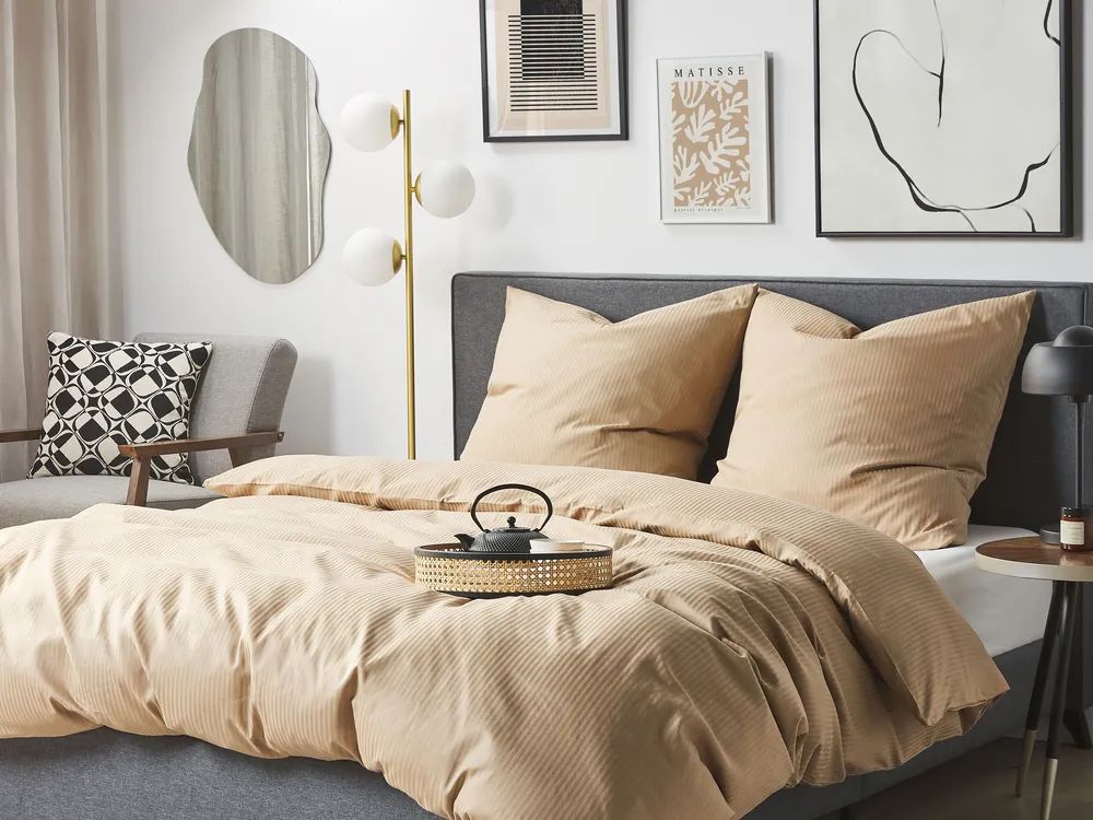 Duvet Cover Set AVONDALE 135 x 200 cm Sateen Cotton Beige