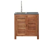 3 Piece Outdoor Kitchen Set with Sink BRUCOLI Brown/ Silver Acacia Wood_1002065