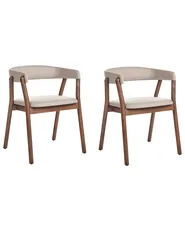 Set of 2 Dining Chairs MYLO Fabric Dark Brown/ Beige_949184