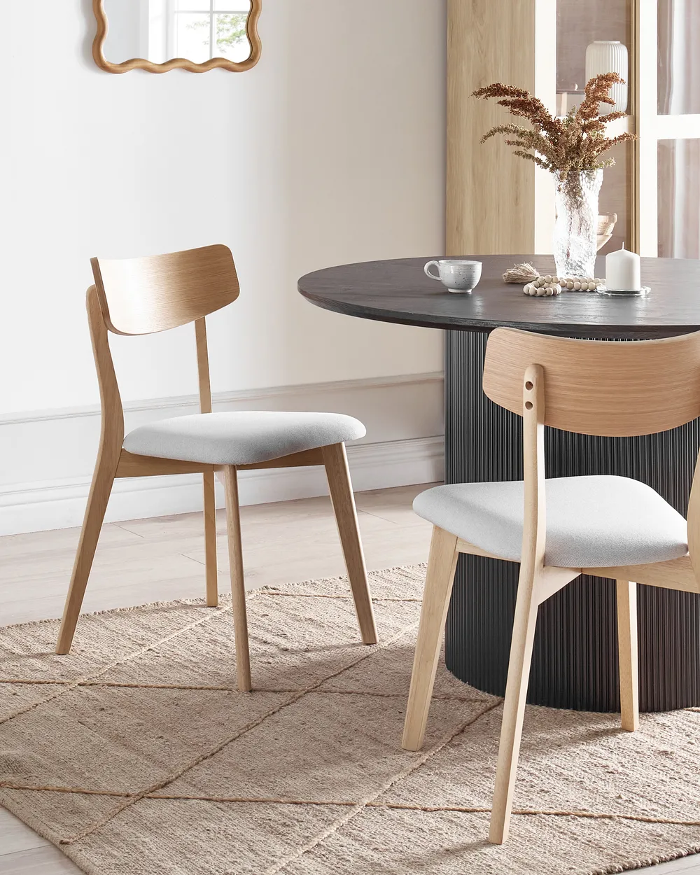 Set of 2 Dining Chairs HOLLY Wood Light Brown/ Grey