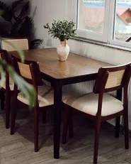 Set med 2 matstolar EMBAR Trä Brun/ Ljusbeige_1035923