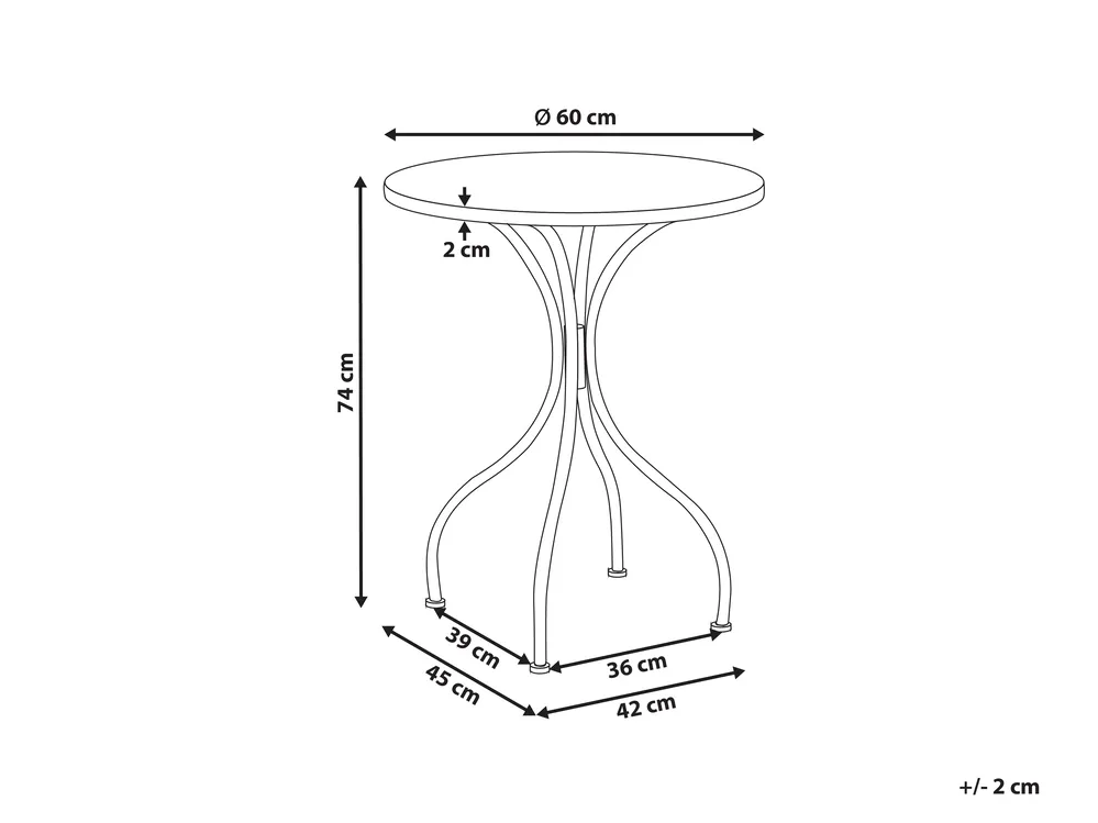 Bistrobord AGGIUS 60 cm 60 cm Metall Svart_1021691