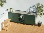 3 Piece Outdoor Kitchen Set with Sink VILAMA Green Metal_974299