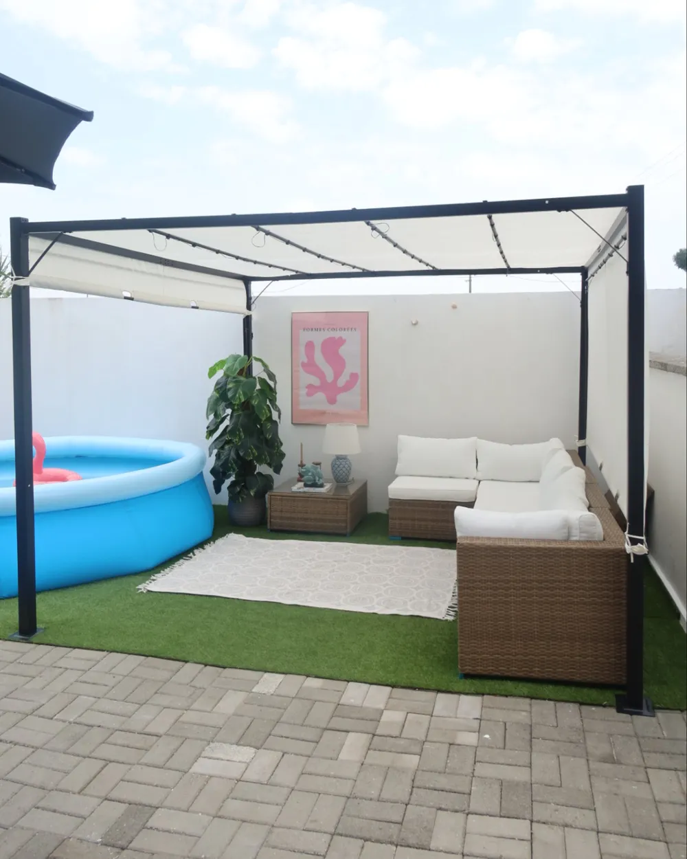Gazebo LED PARGA 310 cm 310 cm Metal Beige_1017548
