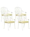 Set of 4 Garden Chairs with Cushions ANCONA Metal Off-White