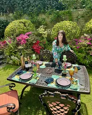 Garden Dining Set 6 Seater LIZZANO with Cushions Metal Dark Brown_923661