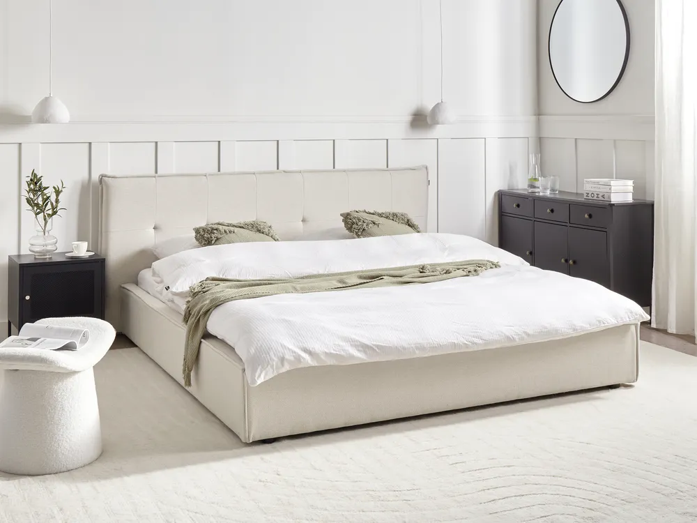 Waterbed Faux Linen LESTRE 180 x 200 cm (EU Super King) Off-White