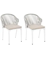 Sett med 2 hagestoler med puter PARANEA Metall Off white_1179671