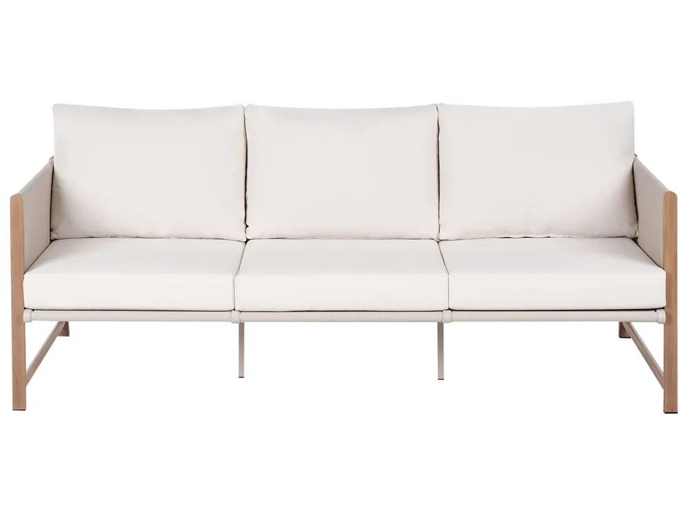 Garden Lounge Set with Table and Ottoman 5 Seater NOLA Metal Light Beige_998403