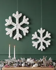 Set med 2 julpynt LED GURRE 40/50 cm Snöflinga Vit_1015507